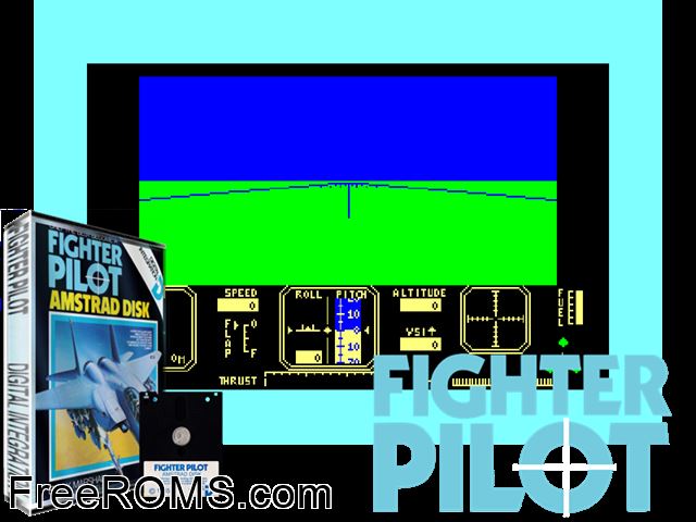 Fighter Pilot (UK) (1985) [a1] Amstrad CPC game showing 3D box cover and gameplay screenshot